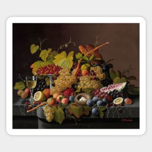 Still Life with Fruit and Bird's Nest by Severin Roesen Magnet